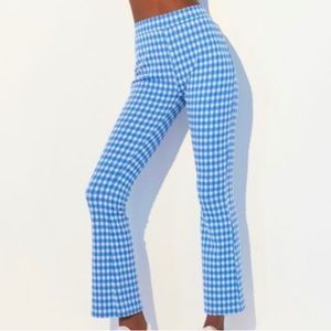 Urban Outfitters Blue Gingham Kick-Flare Pants
